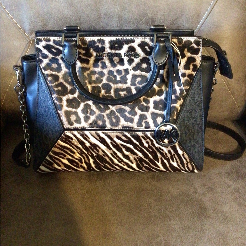 Michael Kors Prism Large Animal Calf Hair Leather Satchel brandnew without tags